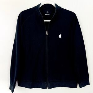 Apple Employee Performance Black Track Jacket Zip up Thick Knit Mens Size Small
